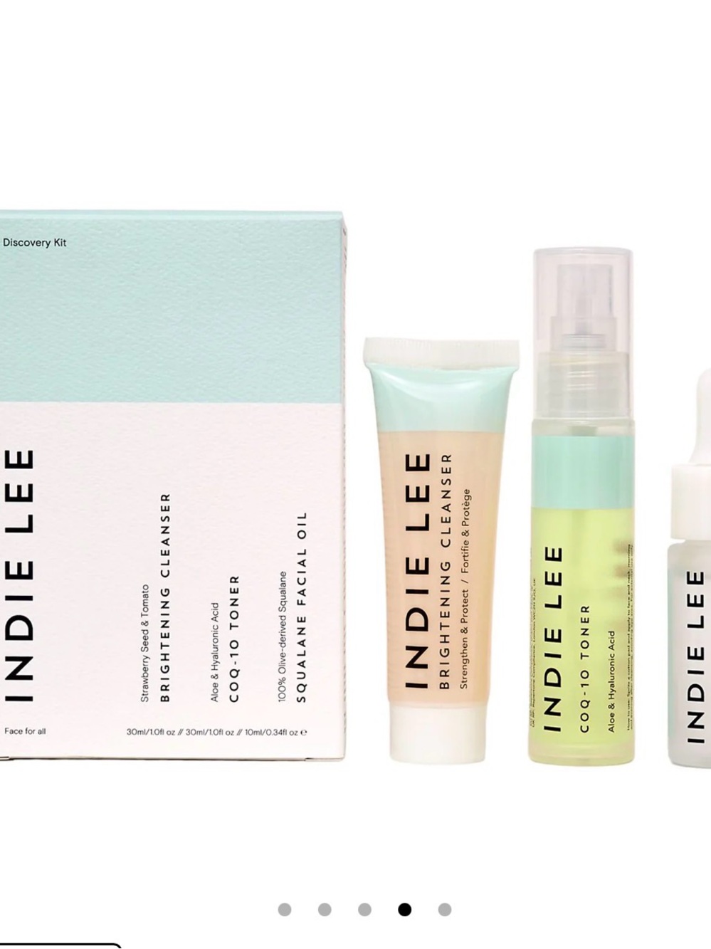 INDIE LEE Discovery Kit NWT Brightening Cleanser CoQ-10 Toner Squalane Oil
